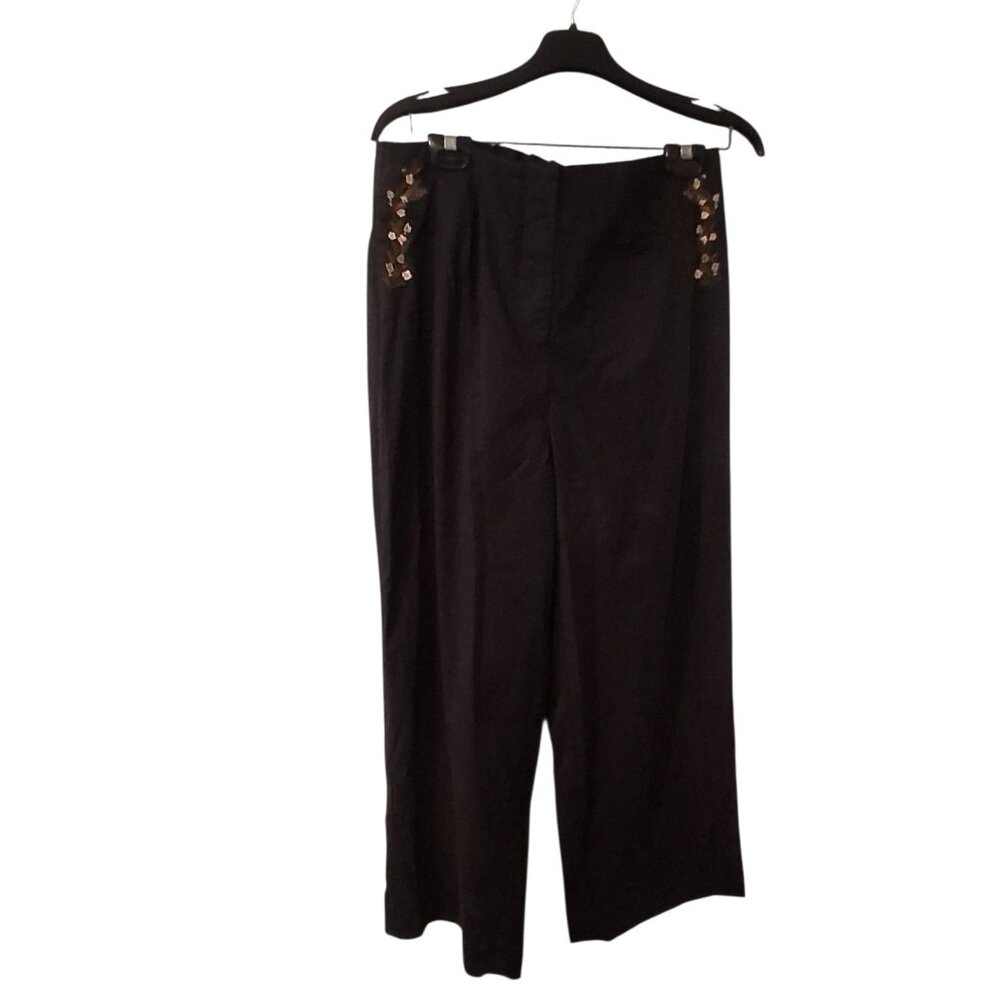 Disturbia Black Wide-Leg Pants with Gem Embellishments